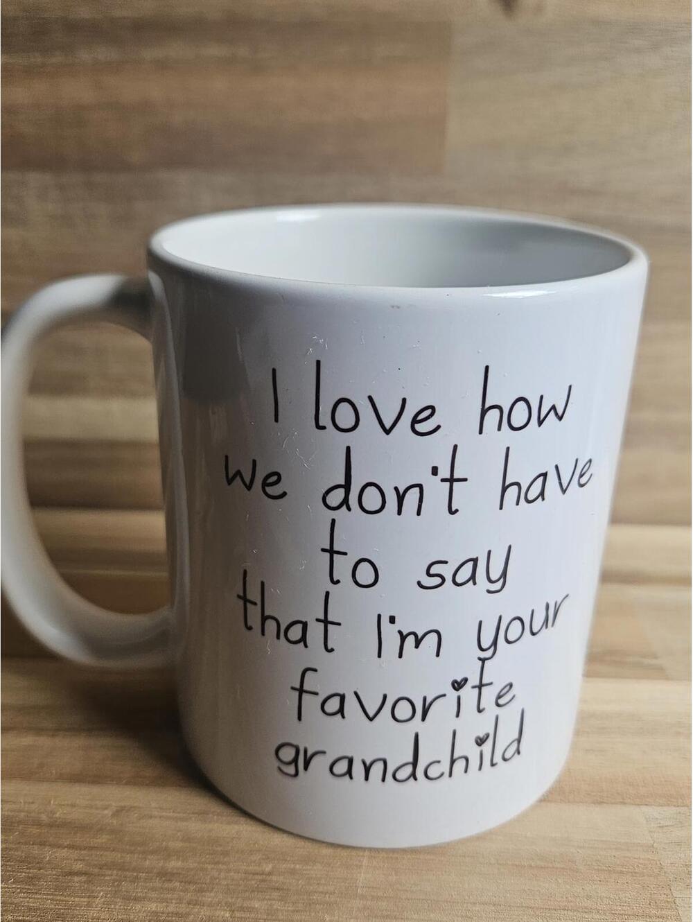 Funny Favorite Grandchild Mug Humorous Grandparent Gift Ceramic Coffee Cup 11oz